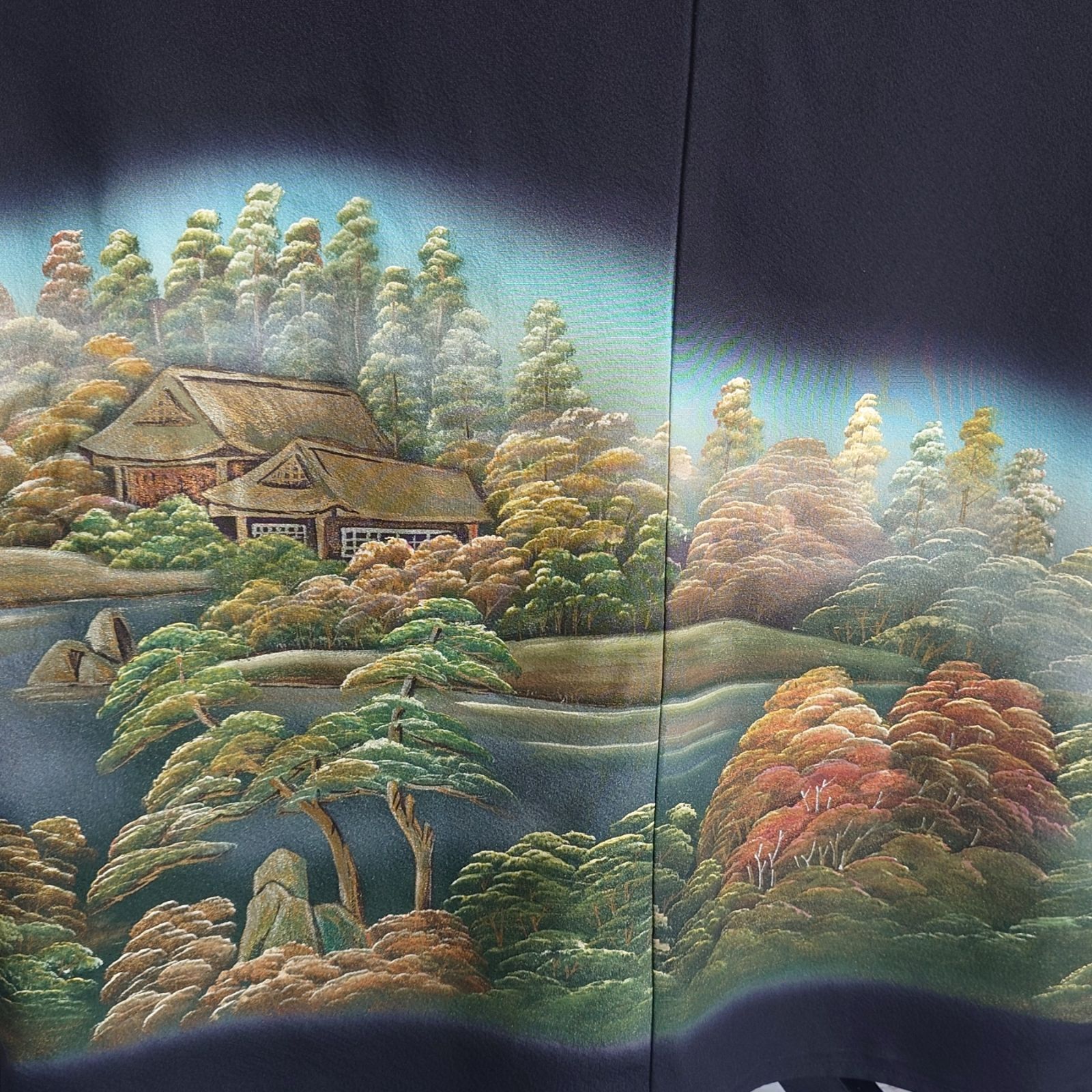  d 91 4 Lサイズ 着物ワンピース サッシュベルト付き 黒留袖 桂離宮 憲山 ワンピース チュニック ファッション