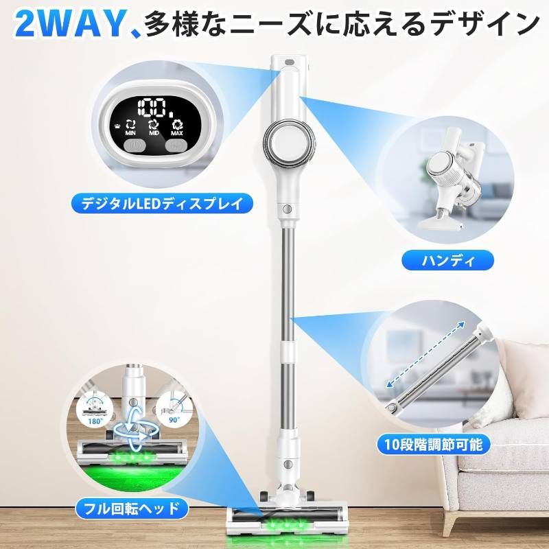 掃除機 コードレス【2026革新版！業界革新！65Kpa超強力吸引＆50分連続