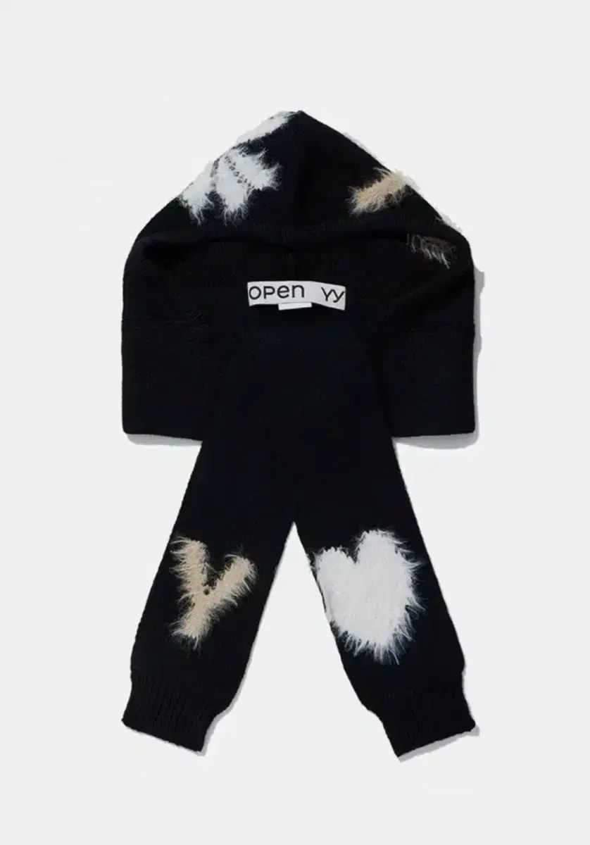 オープンワイワイ ジャカード フーディ スカーフ マフラー ブラック