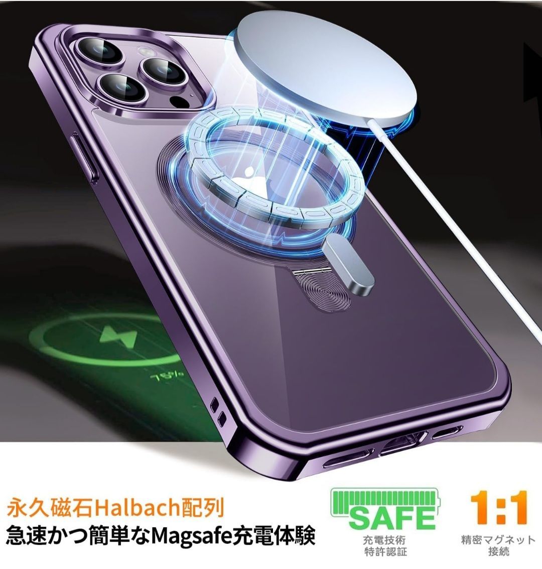 ☆KELLCASE iPhone 14 Pro 用 ケース 両面 隠しスタンド・CDリング 横