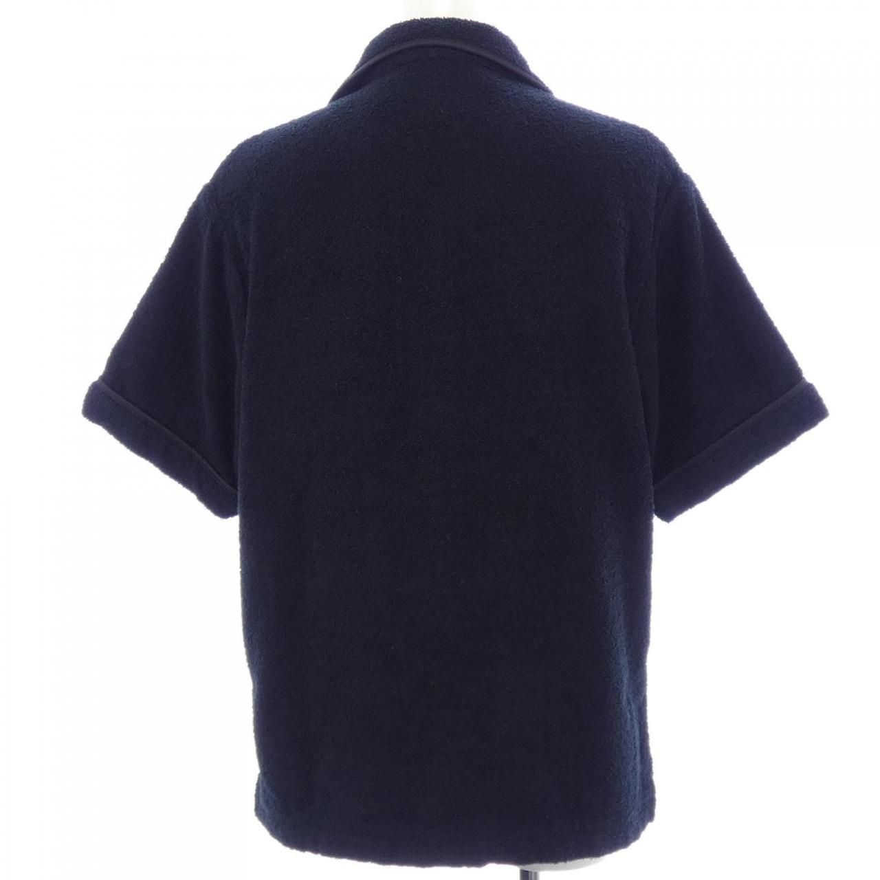 プラダ PRADA トライアングルロゴ コットンテリー ボウリングシャツ