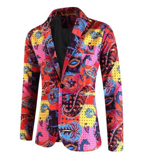 花柄プリント メンズスーツ 男性スーツセット 3Dプリント 司会者