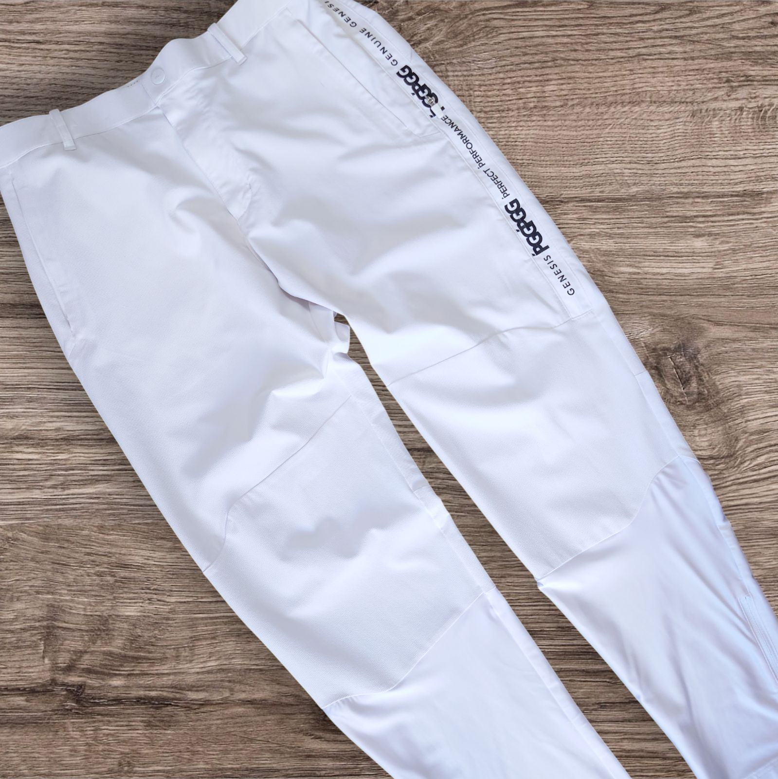 美品 PGG GOLF ゴルフパンツ ストレッチパンツ ロゴテープ ホワイト