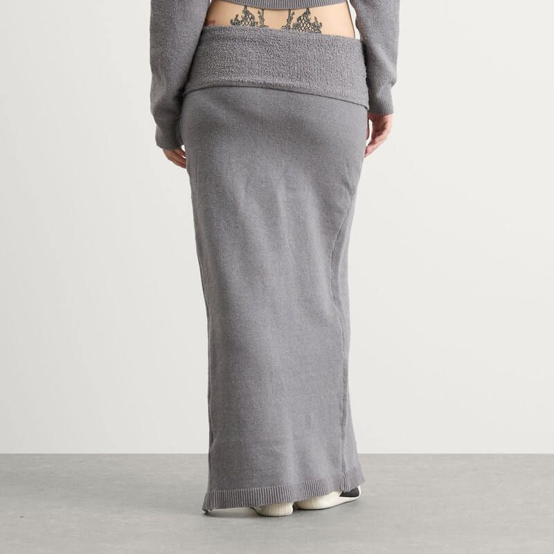  スキムズ レディース ボトムスカート ニット SKIMS Textured Knit High Slit Long Skirt Dark Heather Grey グレー スカート ファッション