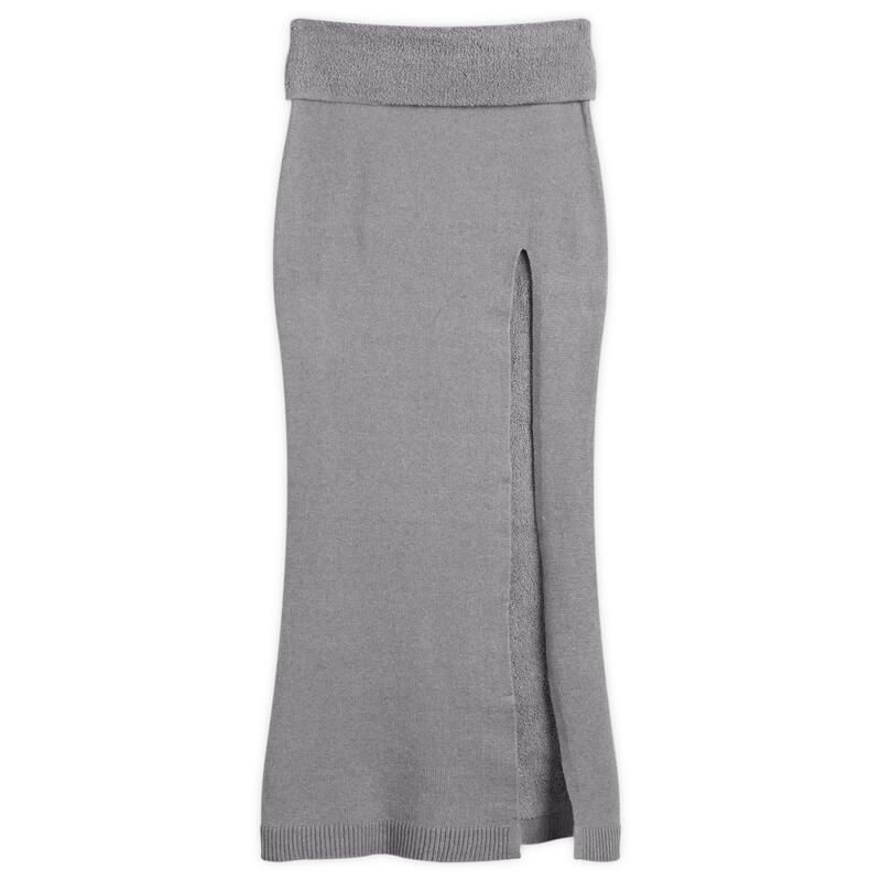 スキムズ レディース ボトムスカート ニット SKIMS Textured Knit High Slit Long Skirt Dark Heather Grey グレー