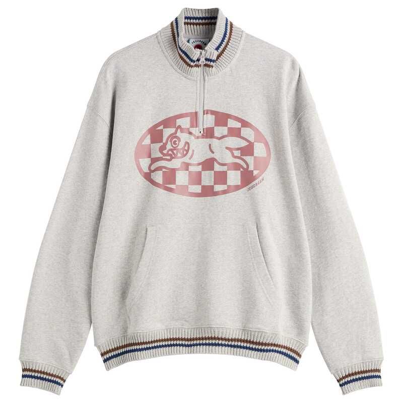 アイスクリーム メンズ アウター パーカー スウェット ハーフジップ シャツ ICECREAM Checkerunning Dog Quarter Zip Sweatshirt Heather Grey グレー