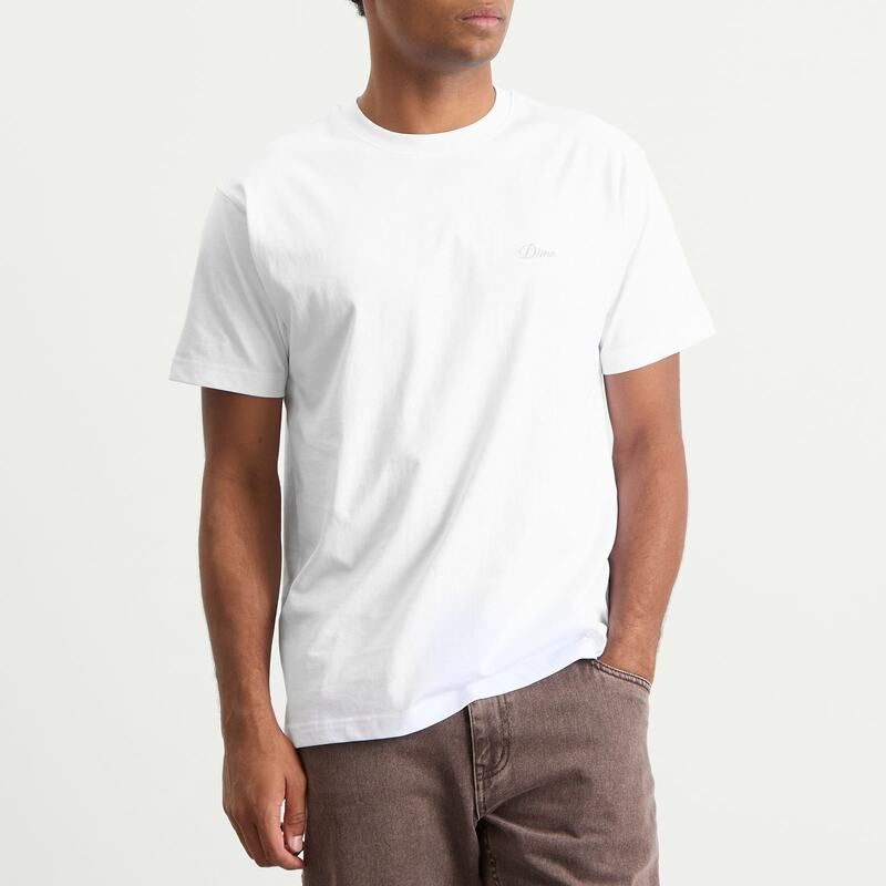 ダイム メンズ トップス Tシャツ ロゴ Dime Cursive Smallogo TShirt White ホワイト