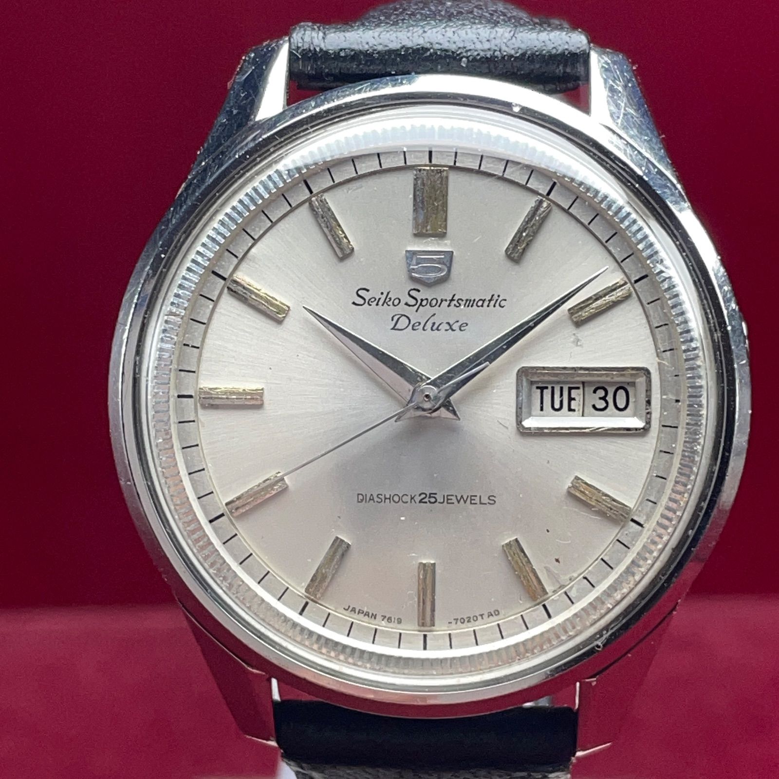 OH済 風防 交換済 60 s SEIKO スポーツマチック 5 デラックス ヴィンテージ アンティーク 自動巻 セイコー Sportsmatic 稼働品 腕時計
