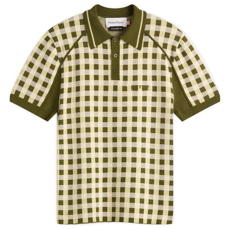 ハウスオブサニー レディース トップス ポロシャツ House of Sunny Putting Polo Short Sleeve Top Green Check グリーン