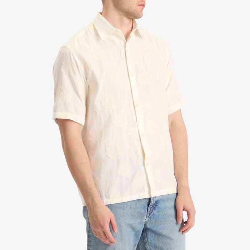 NN 07 メンズ トップス シャツ Freddy Jacquard Shell Short Sleeve Shirt Ivory アイボリー プロサッカー シャツ 