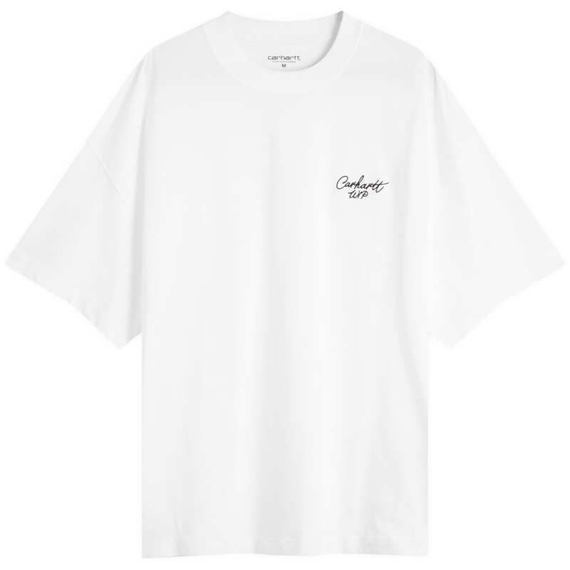 カーハート メンズ トップス Tシャツ Carhartt WIP Signature ScriptShirt White Black ホワイト