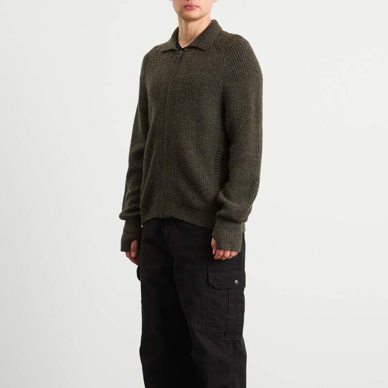 バブアー メンズ アウター カーディガン Barbour Heritage Garthman Zip Cardigan Olive Ink オリーブ