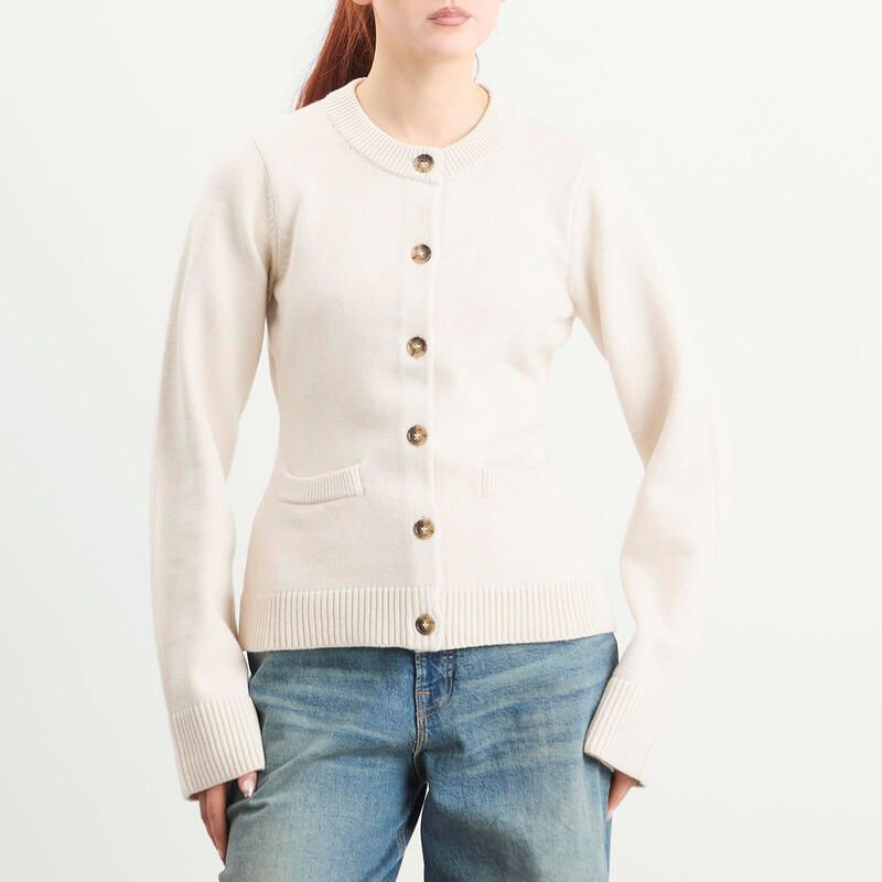 グッドアメリカン レディース アウター カーディガン ニット Good American Button Front Knit Cardigan Vanilla