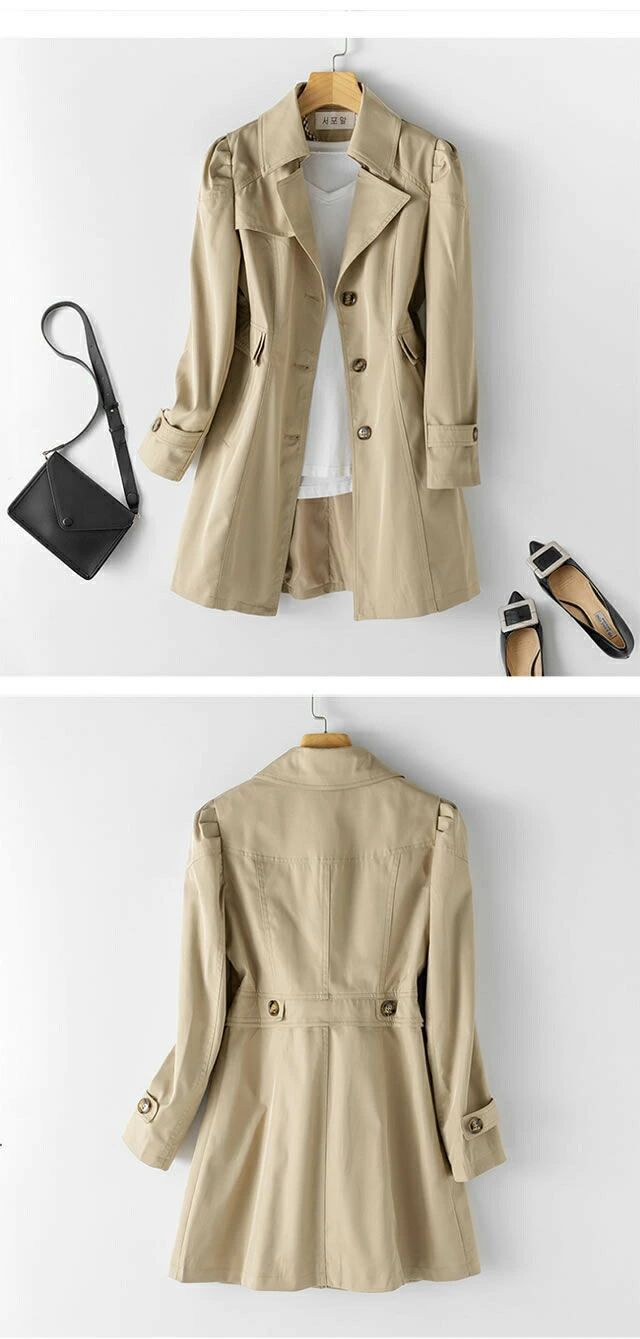 トレンチコート レディース 40代 ミディアム丈ジャケット ステンカラー