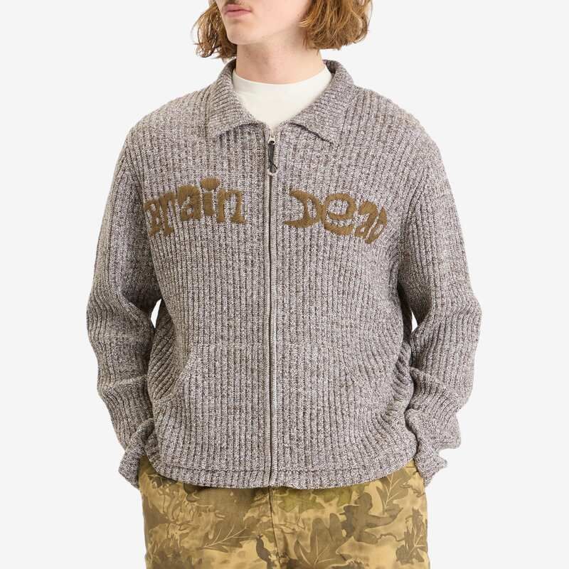 ブレインデッド メンズ アウター カーディガン リブニット Brain Dead Rib Knit Cardigan Brown Multi ブラウン