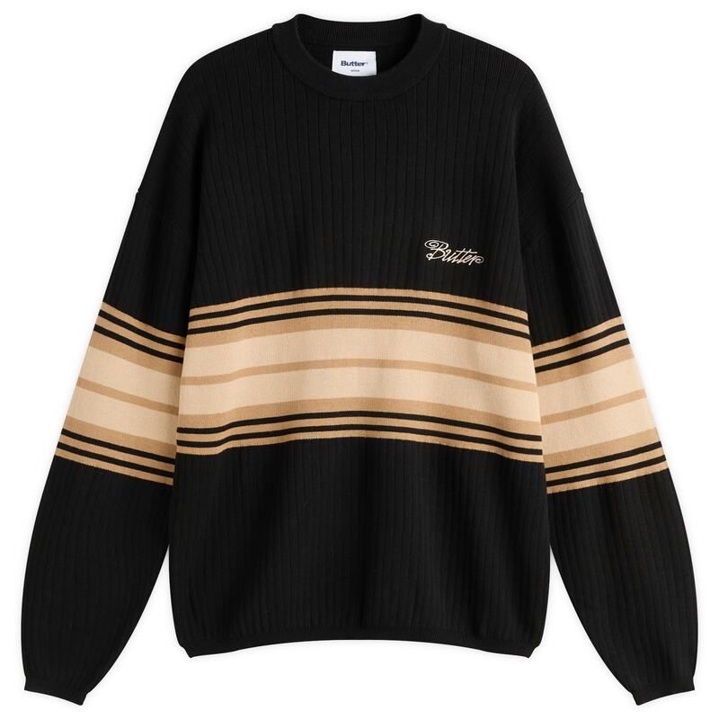 バターグッズ メンズ アウター ニット セーター Butter Goods Crest Knit Jumper Black ブラック