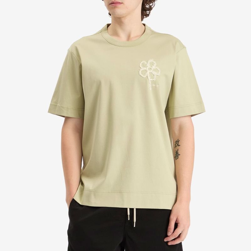 NN 07 メンズ トップス Tシャツ 刺繍 Pedro Embroidered Flower TShirt Sage Green グリーン