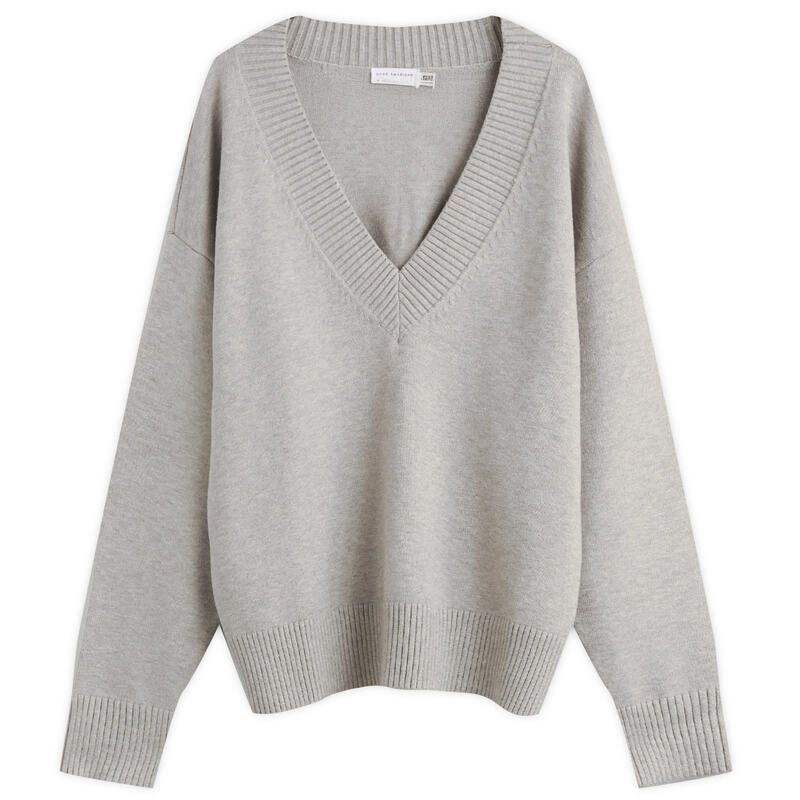 グッドアメリカン レディース アウター ニット セーター Good American Knit Deep V Sweater Melange Grey グレー