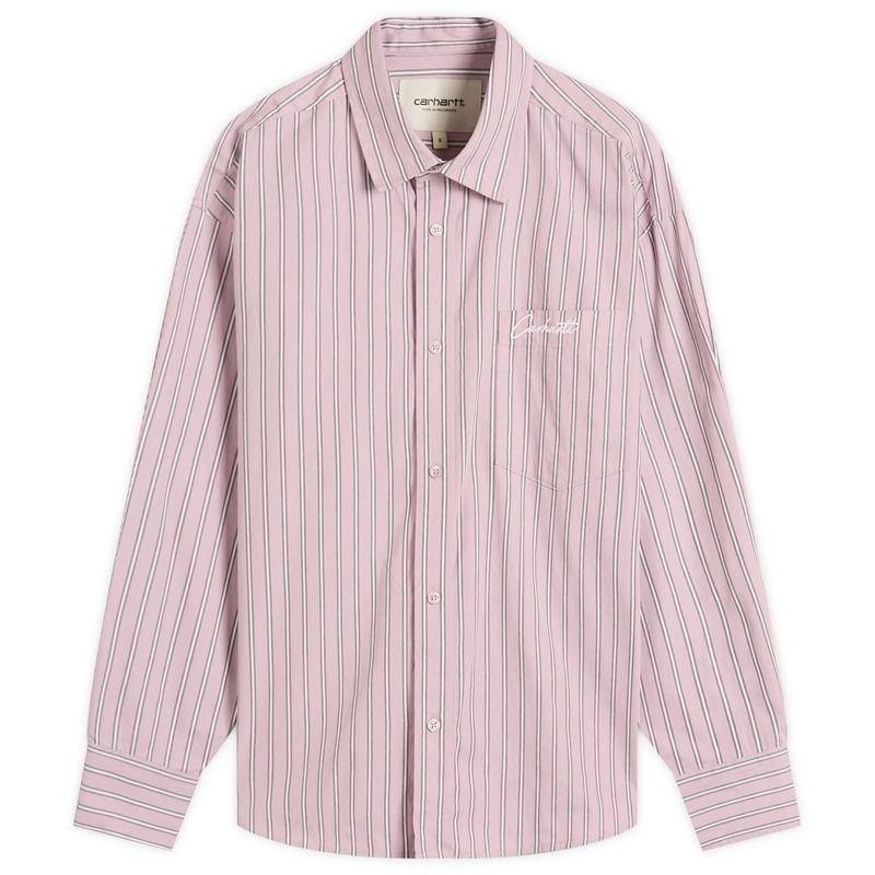 カーハート レディース トップス シャツ Carhartt WIP Grimsby Stripe Shirt Pink Fog ピンク