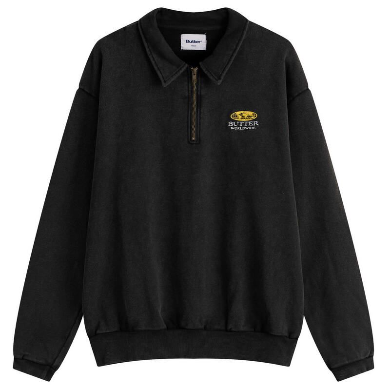 バターグッズ メンズ アウター パーカー スウェット シャツ Butter Goods Corp 14 Zip Sweatshirt Black ブラック