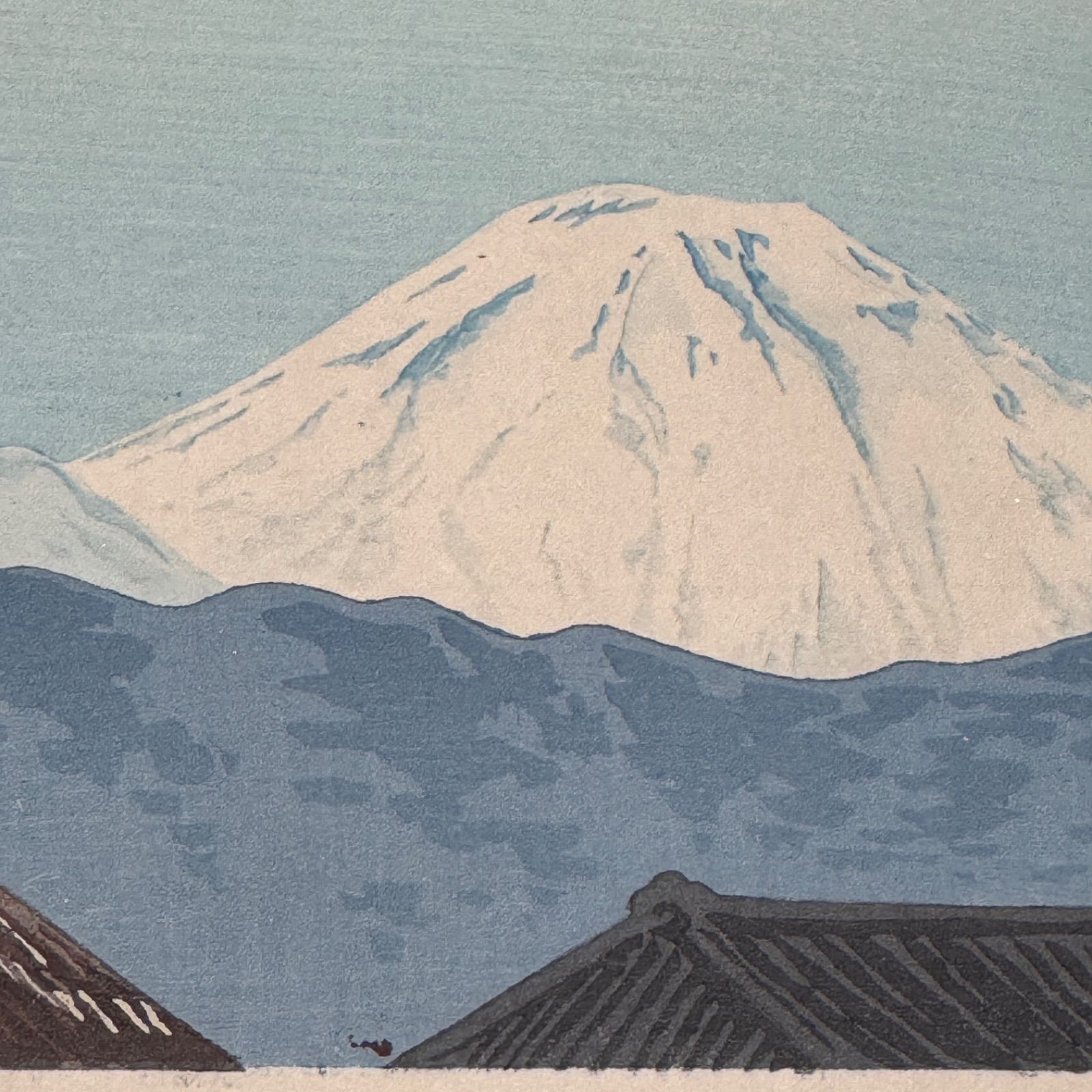 新版画富士三十六景の内江尻港船着場、徳力富吉郎画昭和15年～16内田美術書肆出版 新版画富士三十六景の内江尻港船着場、徳力富吉郎