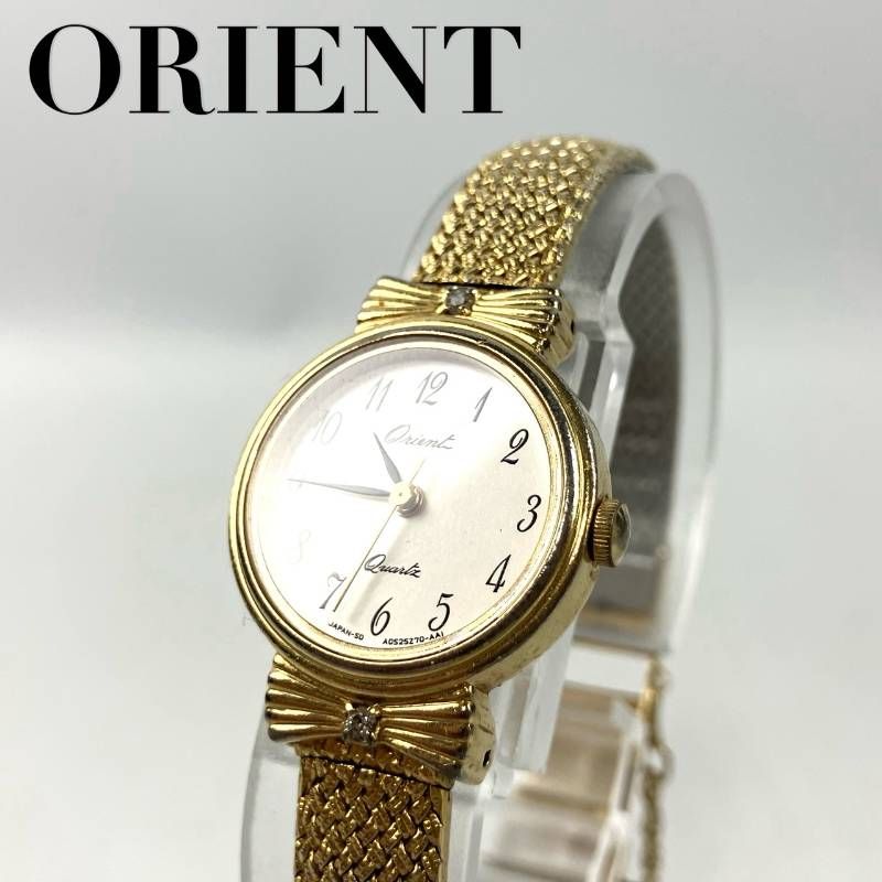オリエント レディース腕時計 クォーツ　ブレスレット　電池交換済み 稼働品 新品電池交換済み ORIENT オリエント 腕時計 リボン ストーン