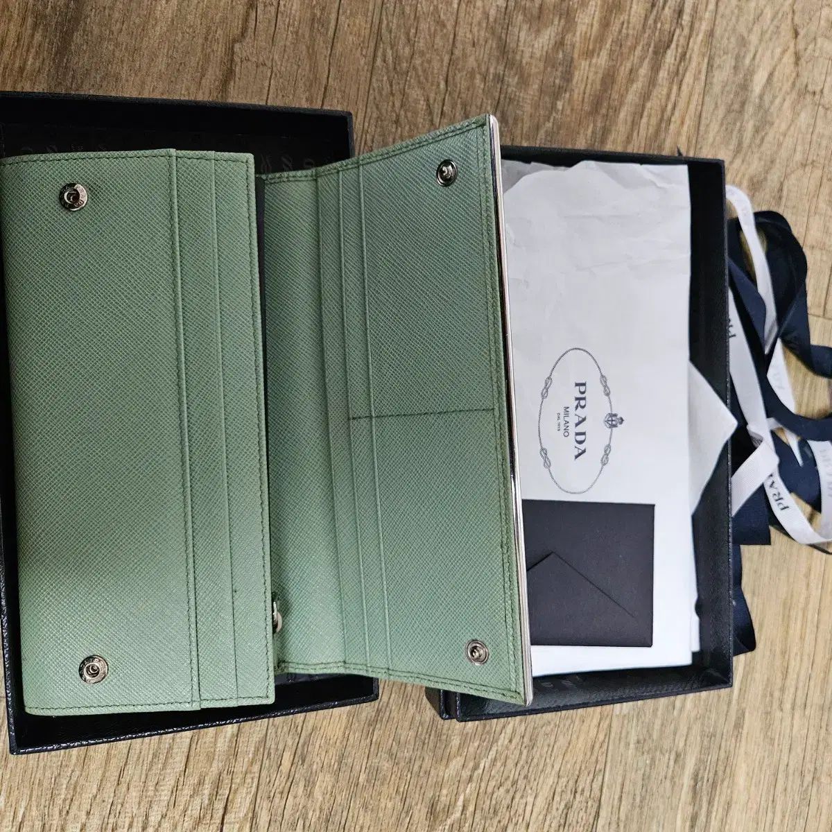 PRADA プラダ サフィアーノ 長財布 ミント フルセット