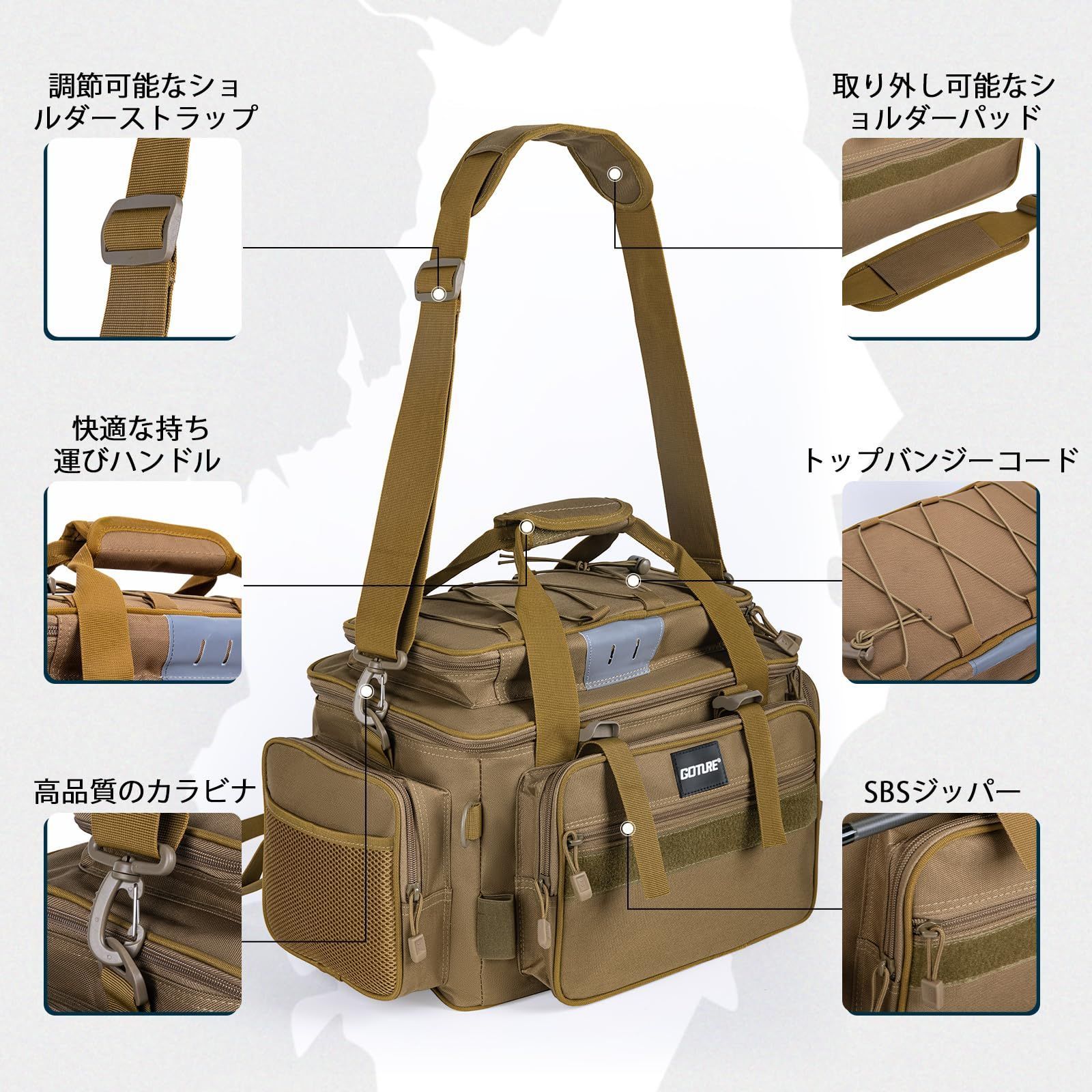 新着商品】Gotureフィッシングバッグ 3way ロッドベルト 防水 タックル