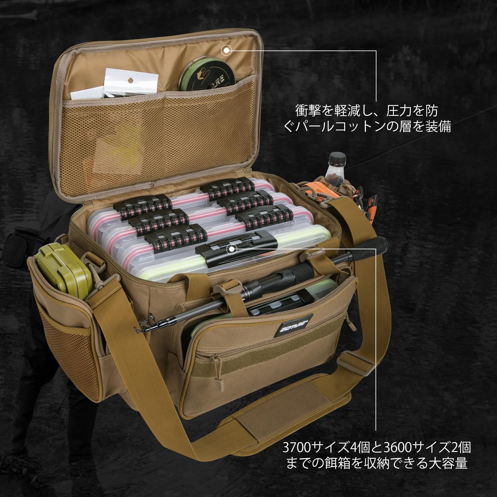 新着商品】Gotureフィッシングバッグ 3way ロッドベルト 防水 タックル