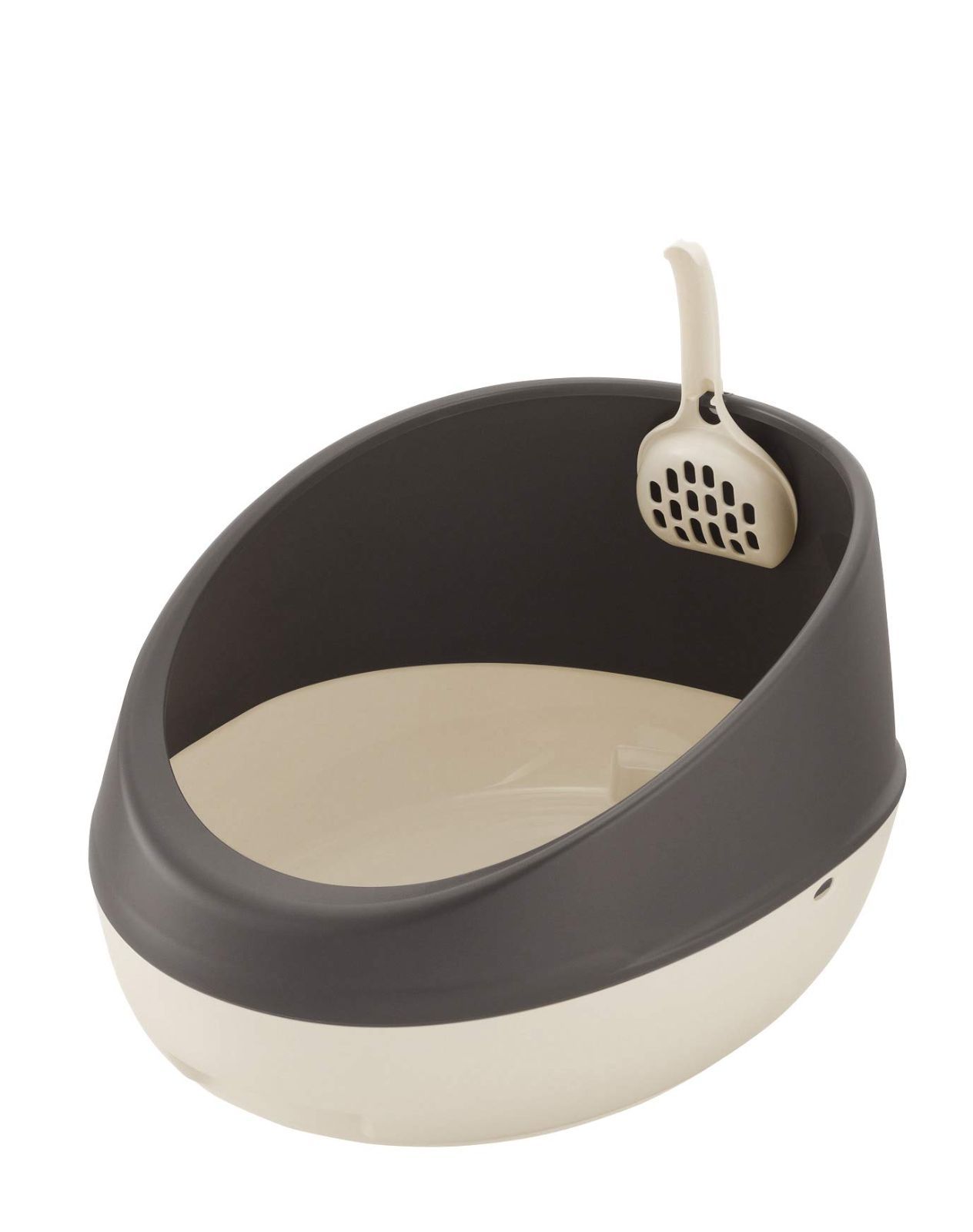 商品 ダークグレー ハーフカバー ネコトイレ ラプレ 猫用トイレ本体 リッチェル