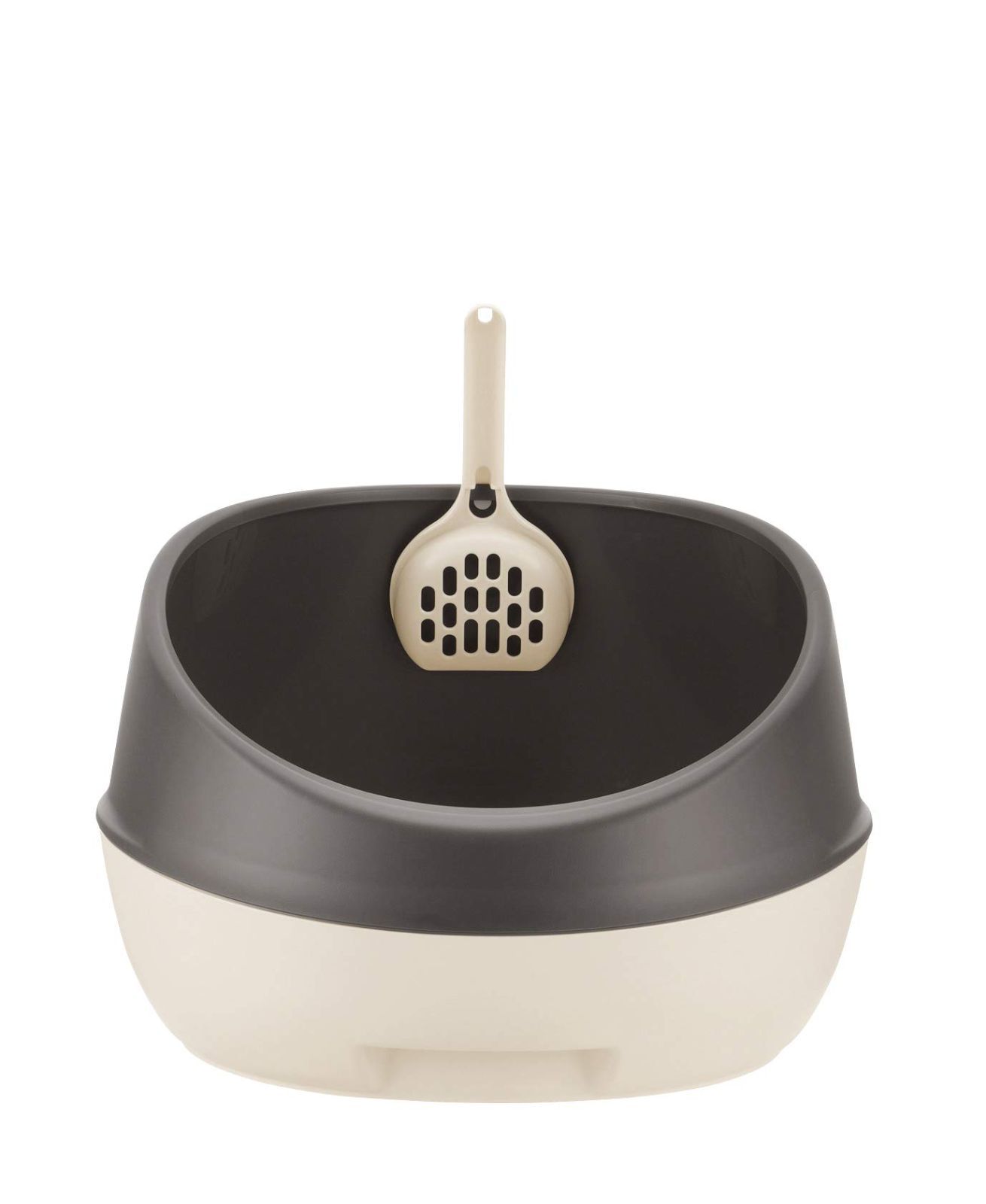 商品 ダークグレー ハーフカバー ネコトイレ ラプレ 猫用トイレ本体 リッチェル