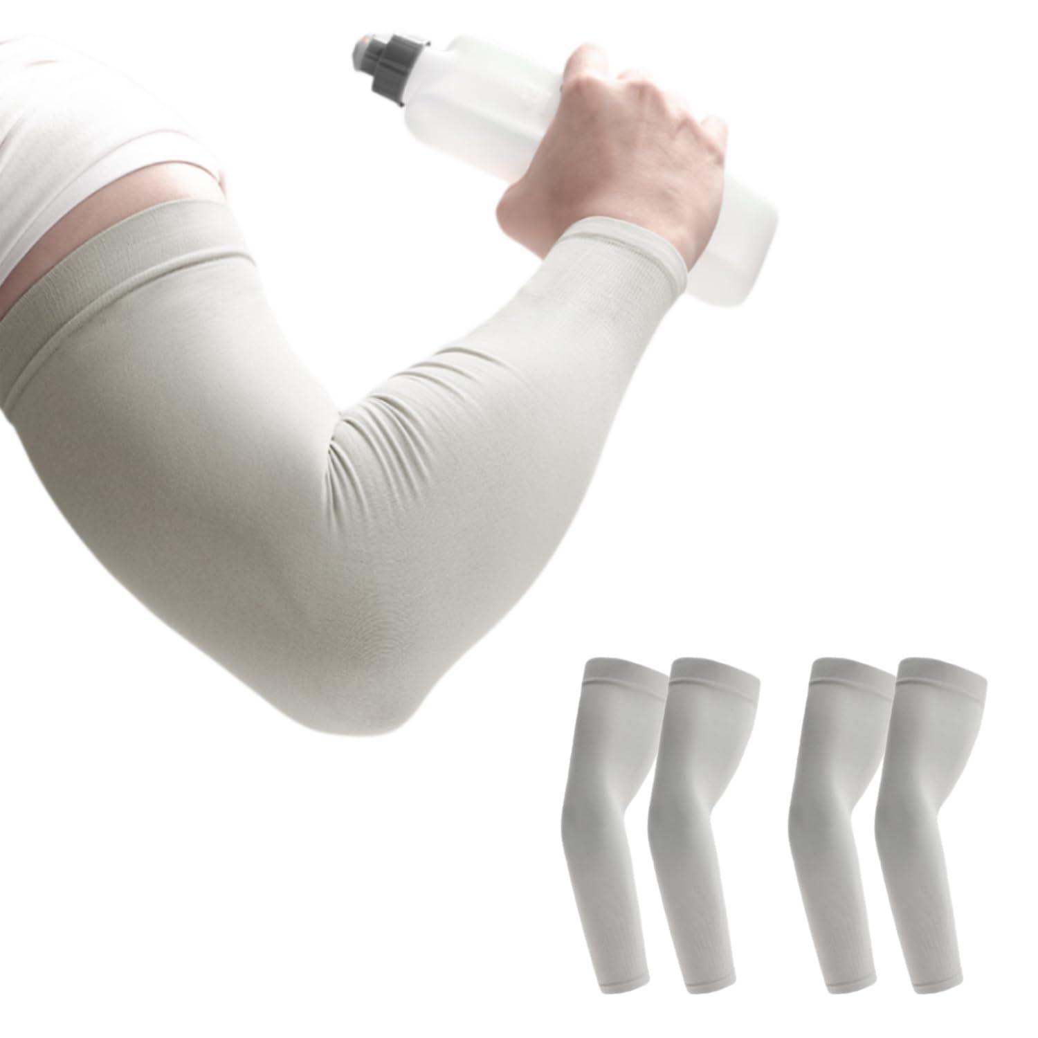 夏用 日焼け防止 白肌キープ UPF 50 UVカット 滑り止め スポーツ 無地吸汗速乾 冷感 登山 腕カバー UV 野外活動 メンズ 5°凉爽触感 アームカバー 2組 Thieaudio