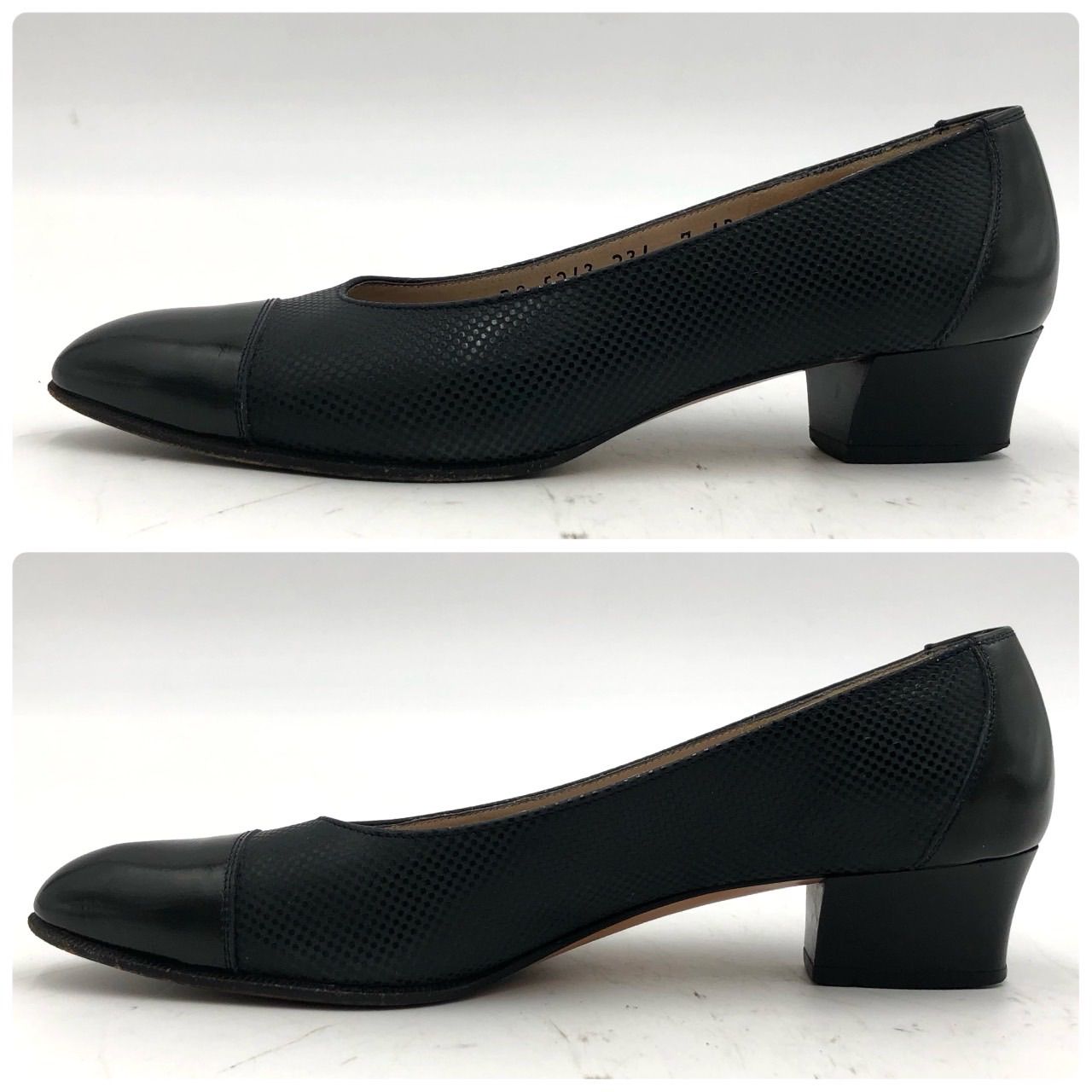 フェラガモ パンプス 24cm 7B ブラック 黒 レザー Salvatore Ferragamo