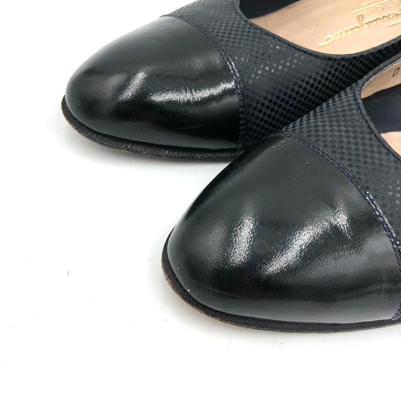 フェラガモ パンプス 24cm 7B ブラック 黒 レザー Salvatore Ferragamo