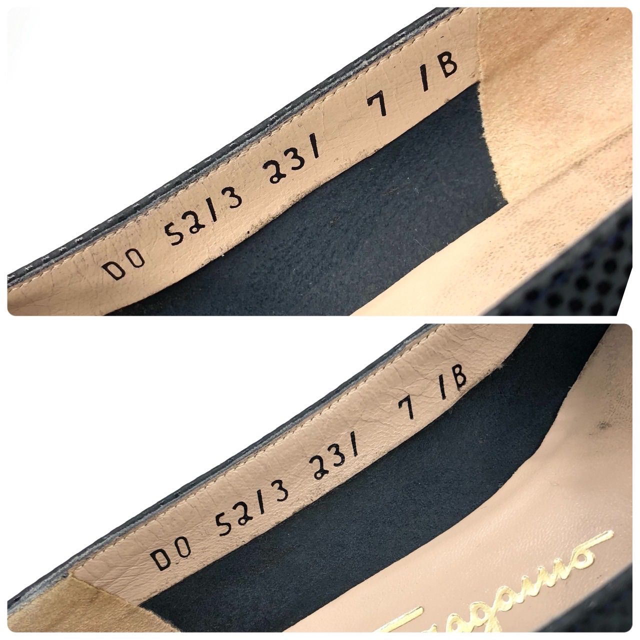 フェラガモ パンプス 24cm 7B ブラック 黒 レザー Salvatore Ferragamo 