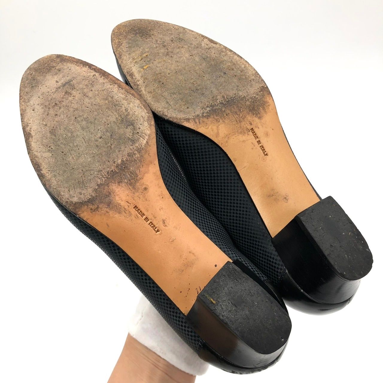 フェラガモ パンプス 24cm 7B ブラック 黒 レザー Salvatore Ferragamo 
