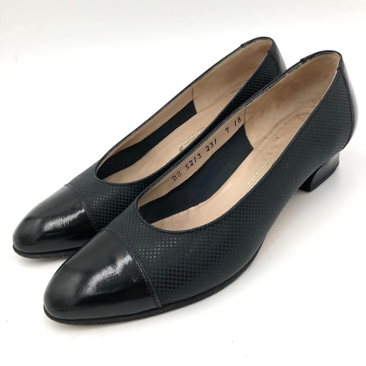 フェラガモ パンプス 24cm 7B ブラック 黒 レザー Salvatore Ferragamo