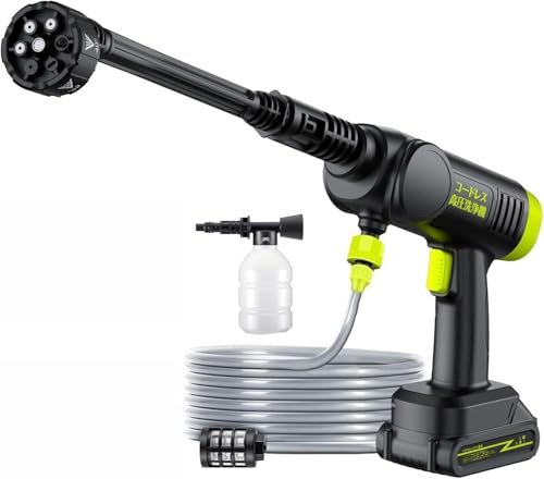 コードレス高圧洗浄機 自吸式 10 m 高圧噴射 6 in 1 ノズル 軽量小型 水道不要 家庭 屋外兼用 日本語説明書付き002
