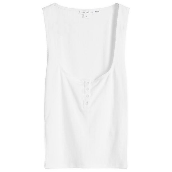 グッドアメリカン レディース トップス タンクトップ Good American Pointelle Henley Tank Top White ホワイト