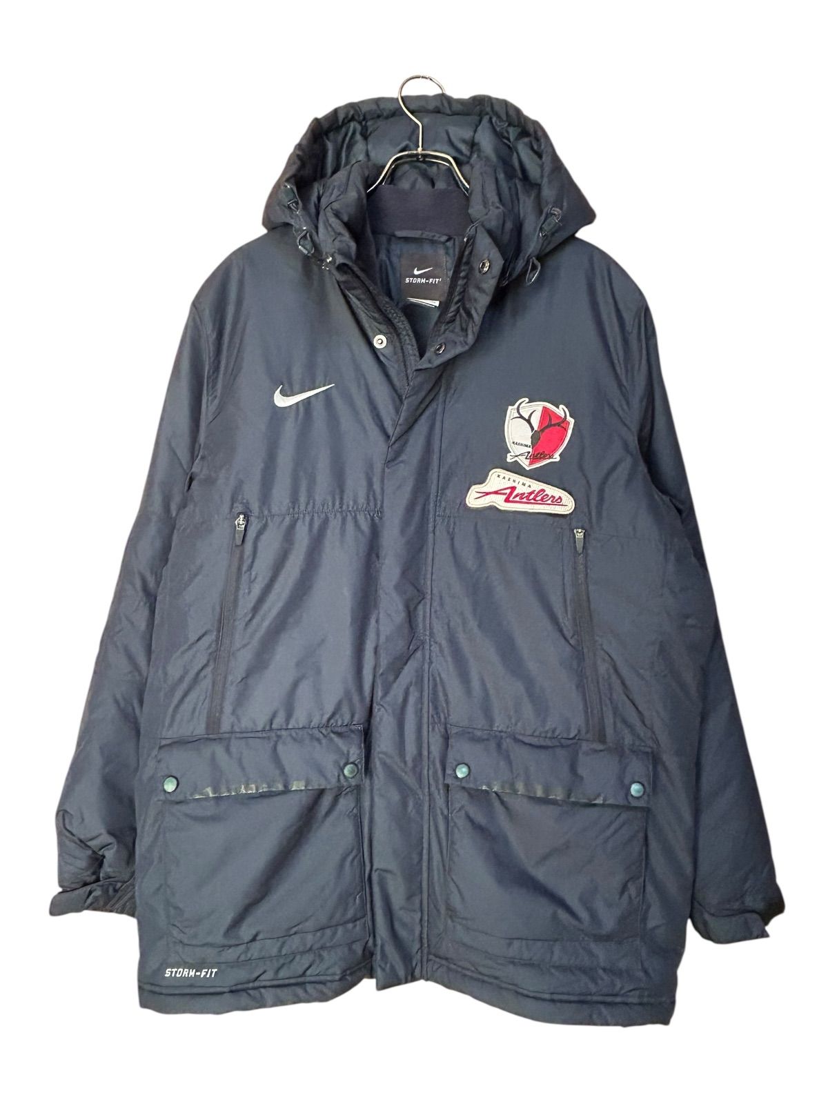 XXL 鹿島アントラーズ ナイキ 中綿 ベンチコート フード着脱可 ネイビー 防風 防寒