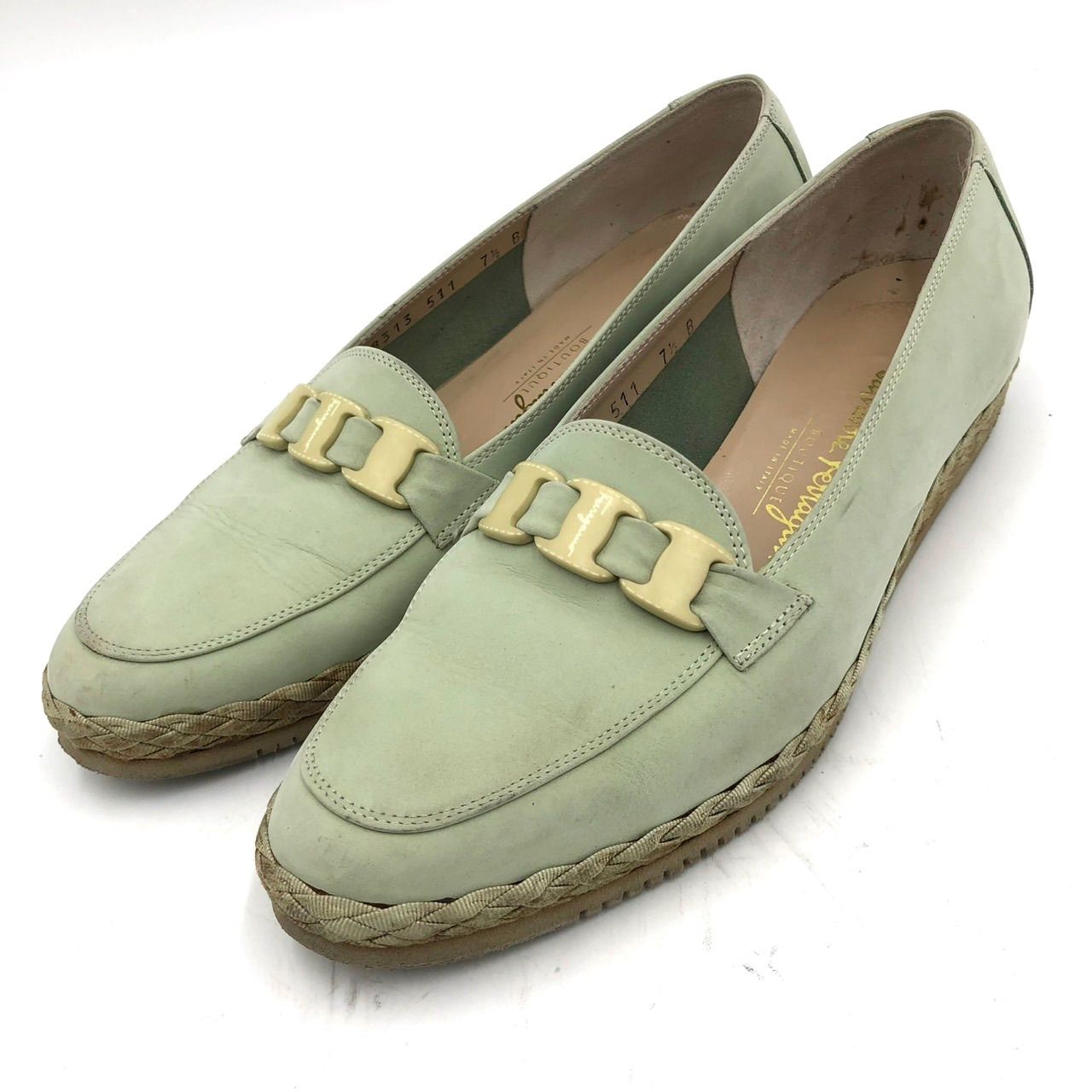 【新品未使用】Salvatore Ferragamo ローファー 24cm フェラガモ Salvatore Ferragamo ローファー 7.5 24cm 緑 ミント