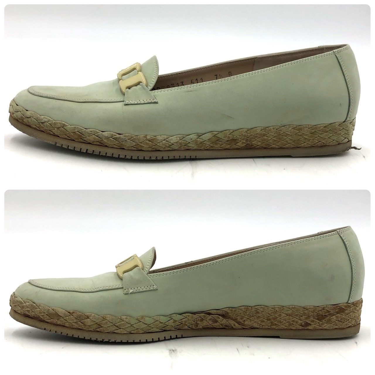 フェラガモ Salvatore Ferragamo ローファー 7.5 24cm 緑 ミント 