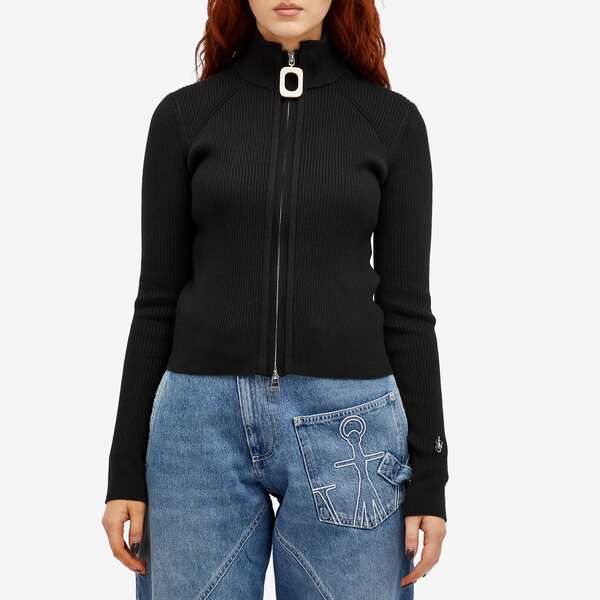 JWアンダーソン レディース アウター カーディガン JW Anderson Fitted Zip Up Cardigan Black ブラック