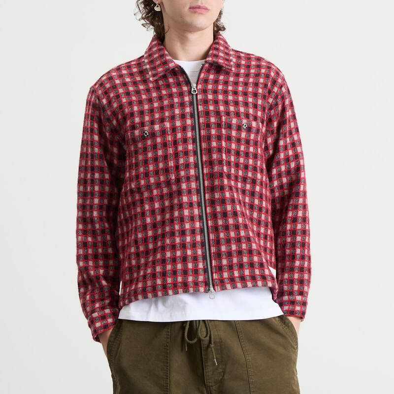 ブレインデッド メンズ トップス シャツ Brain Dead Check Mate Flannel Zip Shirt Black Multi ブラック