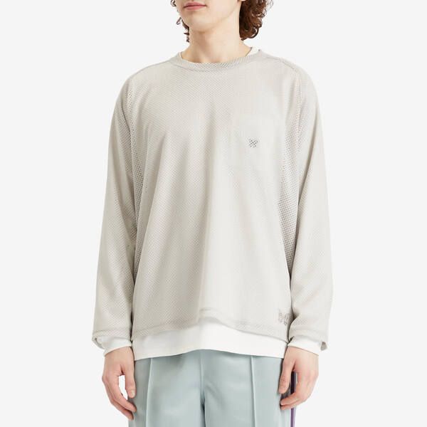ニードルズ メンズ トップス Tシャツ メッシュ Needles Mesh Long Sleeve TShirt Light Grey グレー