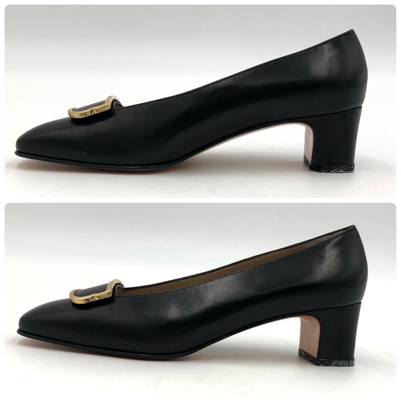 フェラガモ パンプス 24cm ブラック 黒 レザー 7D ヒール 4.5cm - メルカリ