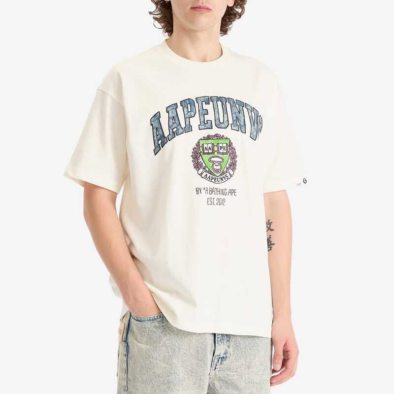 ベイシング エイプ メンズ トップス Tシャツ AAPE by A Bathing Ape College Theme TShirt Ivory アイボリー
