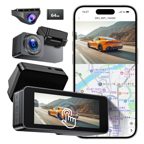 ドライブレコーダー 4 K タッチパネル 前後カメラ GPS内蔵 WIFI搭載 スマホアプリ対応 IMX 415センサー搭載 3 16インチ 小型 ドラレコ 前後 超広角撮影 WDR画像補正 24時間駐車監視 防水バックカメラ 全日本LED信号対応