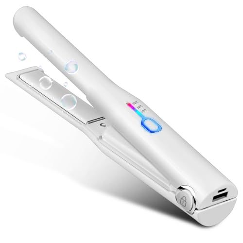 コードレス usb充電 ヘアアイロン 2 WAY ストレート＆カール ミニ ワイヤレス 160 180 200℃ 3段階温度設定 スマホを充電 4500 mAh 自動OFF ロック機能 小型 軽量 持ち運び便利 男女兼用
