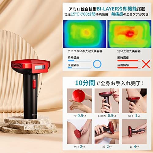 AMIRO 美容脱毛器 AMIRO 光美容器 脱毛器 最高峰パワー6J/cm? 男性剛毛・ヒゲ対